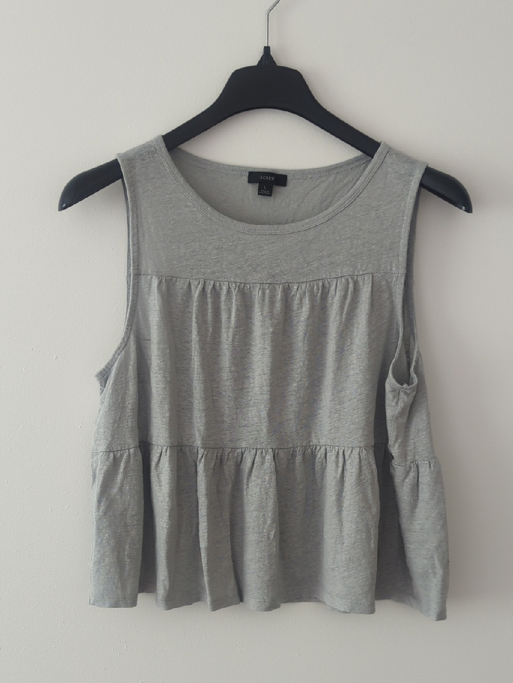 J Crew 100% Linen Tank Top Blouse Size Large Gray Natural Fibers Sustainable